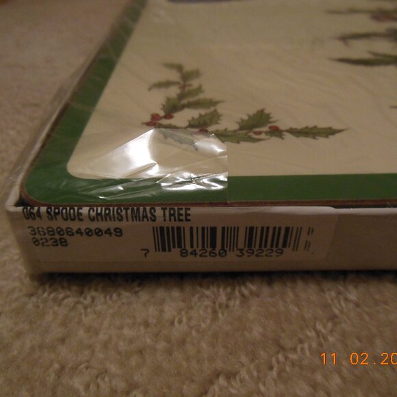 SEALED 4 NIP Spode Christmas Tree Pimpernel Placemats Cork made in England UK - Picture 2 of 5